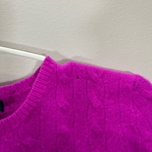 Polo Ralph Lauren Fuchsia Pink Cable Knit Wool Cashmere Blend Crewneck Sweater - Picture 4 of 11